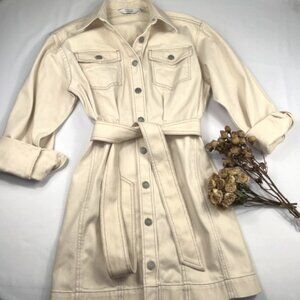 Stockholm Atelier (Other Stories) Beige Long Sleeve Denim Mini Shirtdress 2